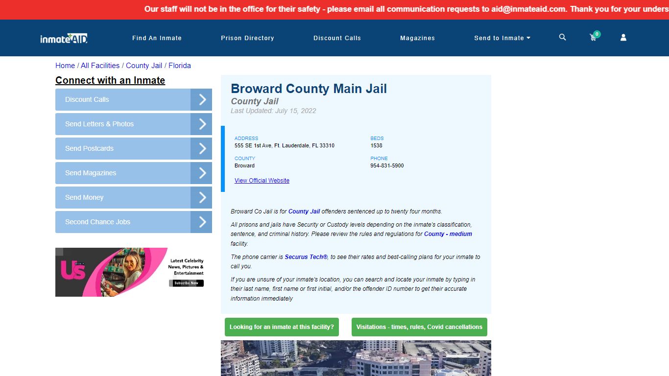 Broward County Main Jail - Inmate Locator - Ft. Lauderdale, FL