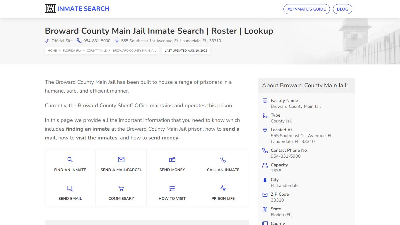 Broward County Main Jail Inmate Search | Roster | Lookup